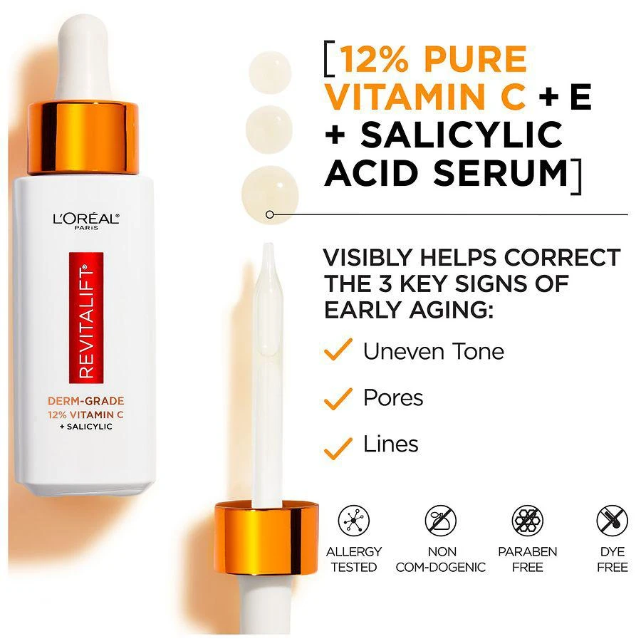 商品L'Oreal Paris|12% Pure Vitamin C + E + Salicylic Acid Serum,价格¥294,第2张图片详细描述