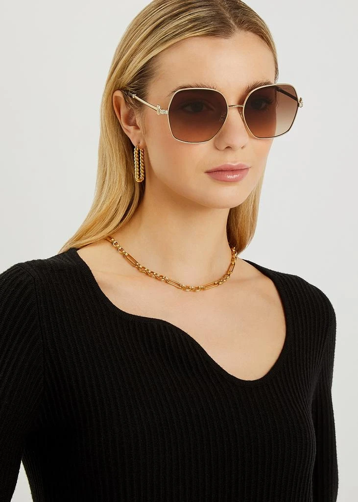 商品Tiffany & Co.|Gold-tone oversized sunglasses,价格¥2222,第4张图片详细描述