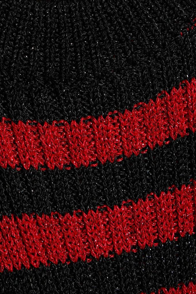 Ribbed striped metallic crochet-knit top商品第2张图片规格展示