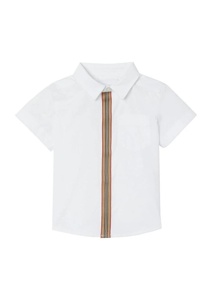 商品Burberry|Short-sleeve icon stripe trim stretch cotton shirt,价格¥1033,第1张图片