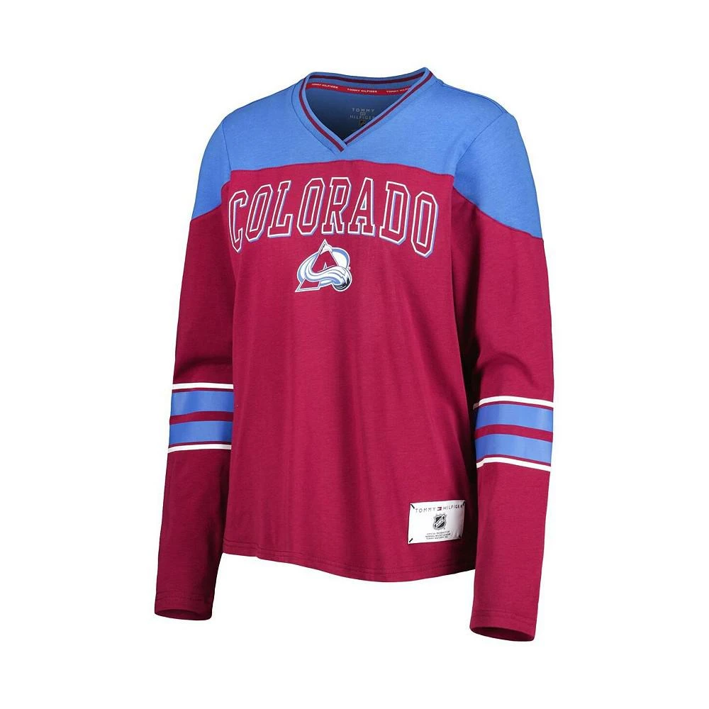 商品Tommy Hilfiger|Women's Burgundy Colorado Avalanche Abigail V-Neck Long Sleeve T-shirt,价格¥414,第2张图片详细描述