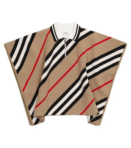 商品Burberry|Icon Stripe 羊毛混纺披肩,价格¥3104,第1张图片