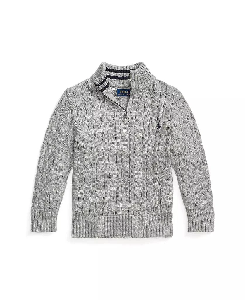 商品Ralph Lauren|Little and Toddler Boys Cable-Knit Cotton Quarter-Zip Sweater,价格¥425,第1张图片