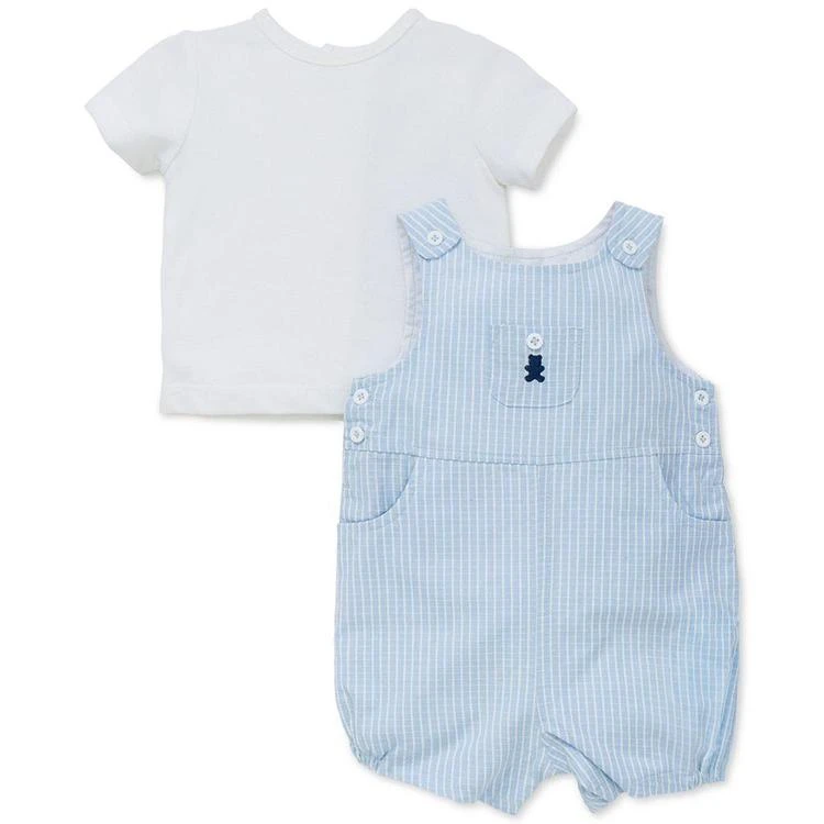 商品Little Me|2-Pc. Cotton T-Shirt & Striped Overall Set, Baby Boys (0-24 months),价格¥135,第1张图片