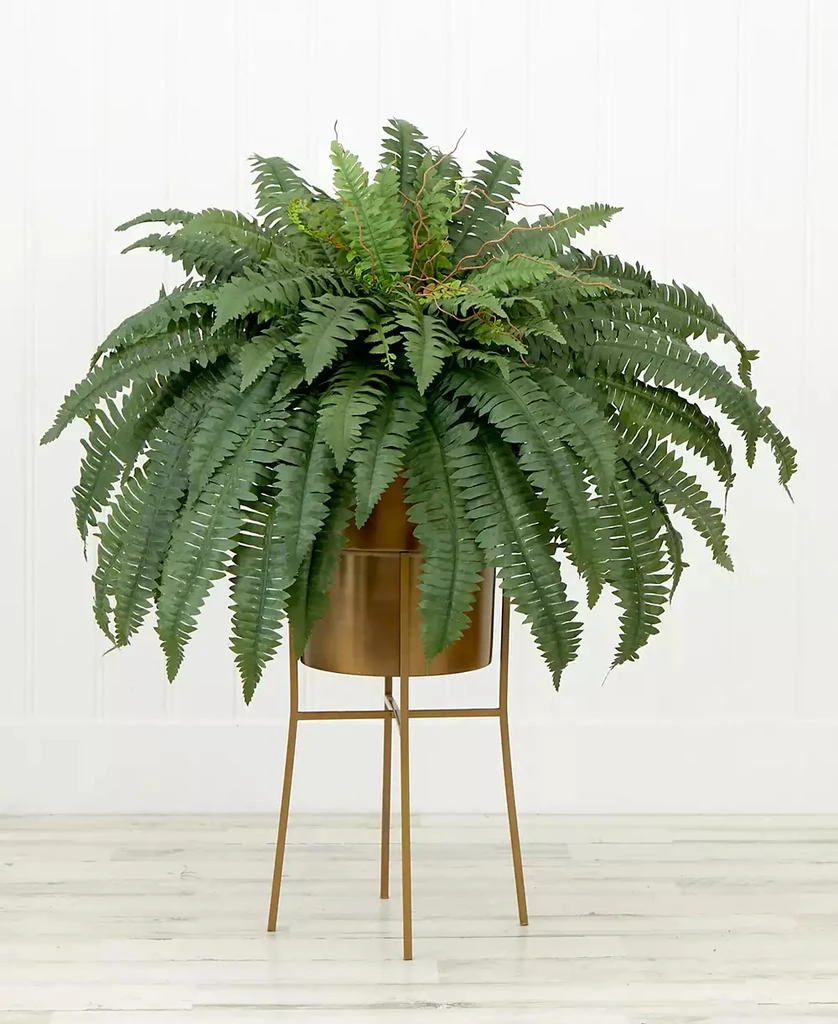 商品NEARLY NATURAL|32" Artificial Boston Fern Plant with Metal Planter with Stand DIY Kit,价格¥735,第3张图片详细描述