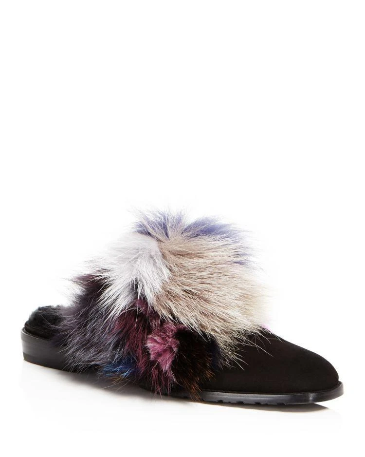 商品Stuart Weitzman|Women's Furgetit Suede & Fox Fur Mules ,价格¥1854,第1张图片