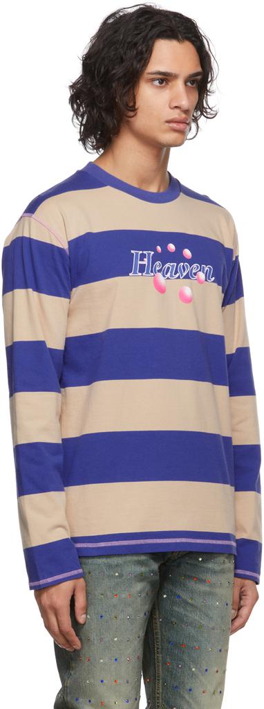 Blue & Beige Stripe Long Sleeve T-Shirt商品第2张图片规格展示