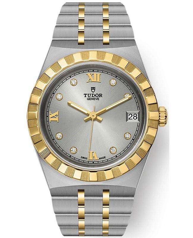 Tudor Royal Silver Diamond Dial Stainless Steel and Yellow Gold Unisex Watch M28403-0002商品第1张图片规格展示