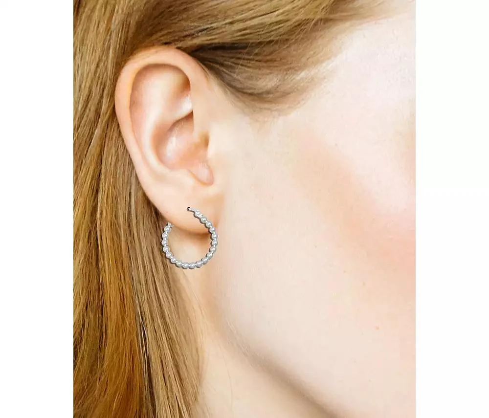 商品Essentials|And Now This 2-Pc. Set Polished Small Hoop & Beaded Hoop Earrings in Gold-Plate or Silver Plate,价格¥341,第2张图片详细描述