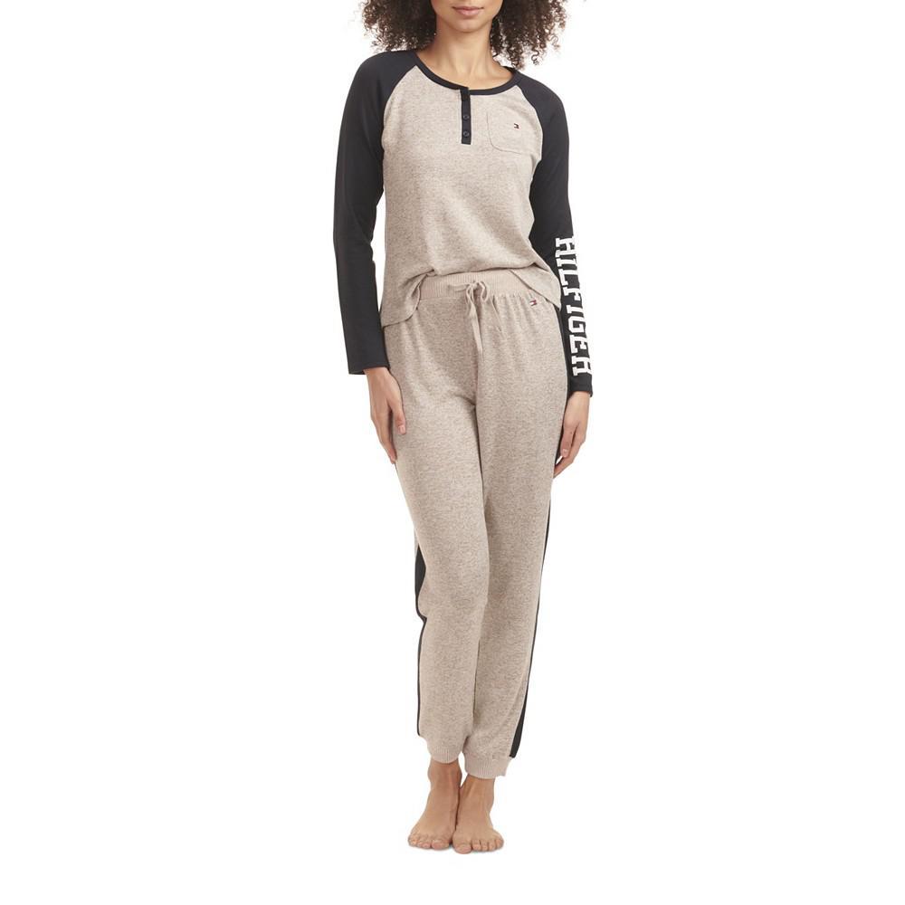 商品Tommy Hilfiger|Women's 2 Piece Long Sleeve Henley Jogger Set,价格¥562,第4张图片详细描述