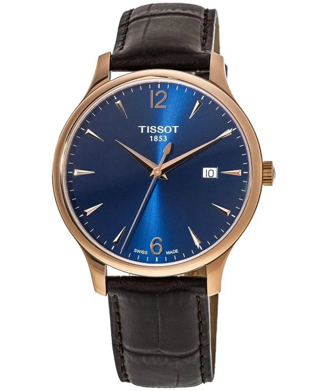 商品Tissot|Tissot Tradition Blue Dial Brown Leather Strap Men's Watch T063.610.36.047.00,价格¥2028,第1张图片