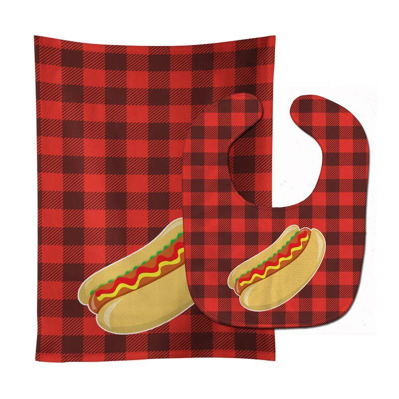 商品Caroline's Treasures|Backyard BBQ Hot Dog Baby Bib & Burp Cloth,价格¥136,第1张图片