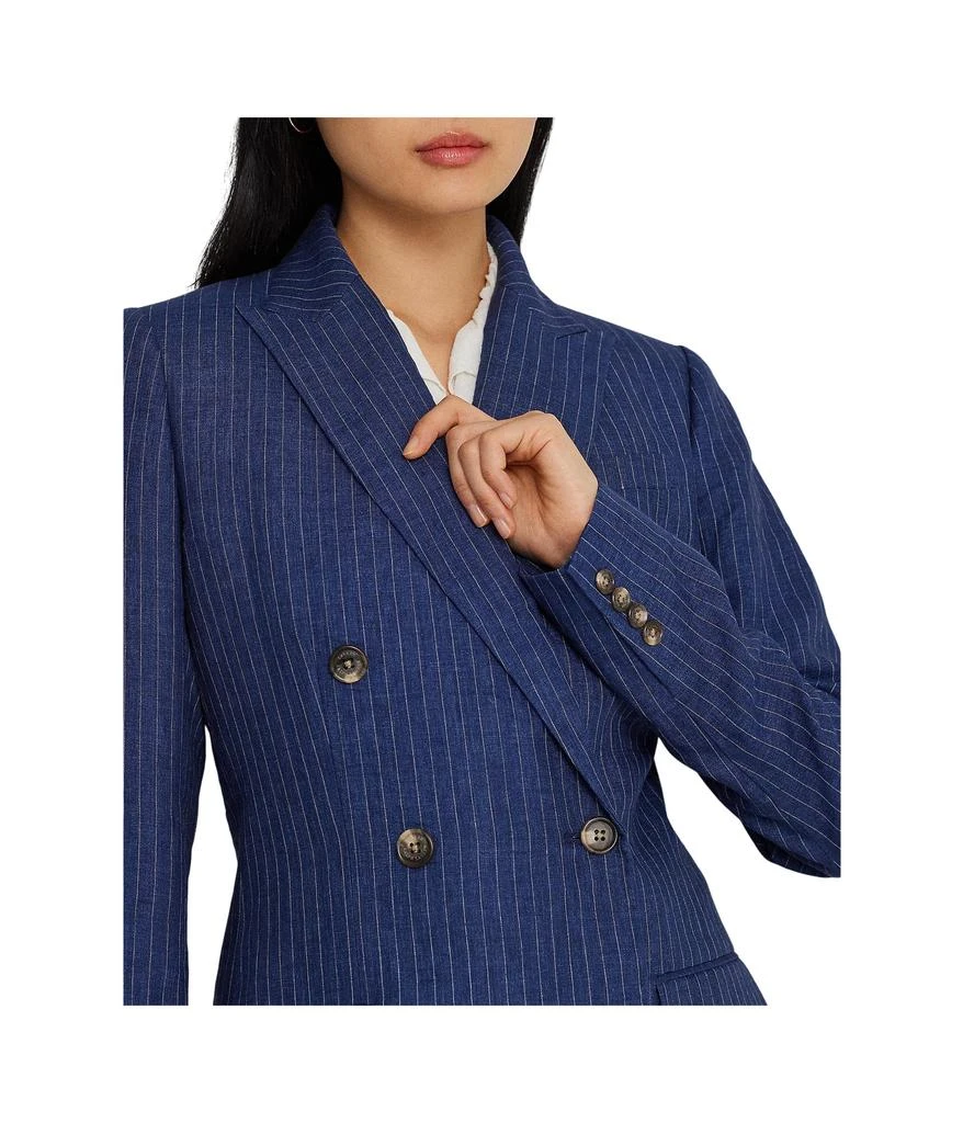 商品Ralph Lauren|Pinstripe Double-Breasted Linen Blazer,价格¥2566,第3张图片详�细描述