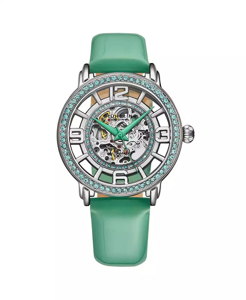 商品Stuhrling|Women's Green Leather Strap Watch 38mm,价格¥1685,第1张图片