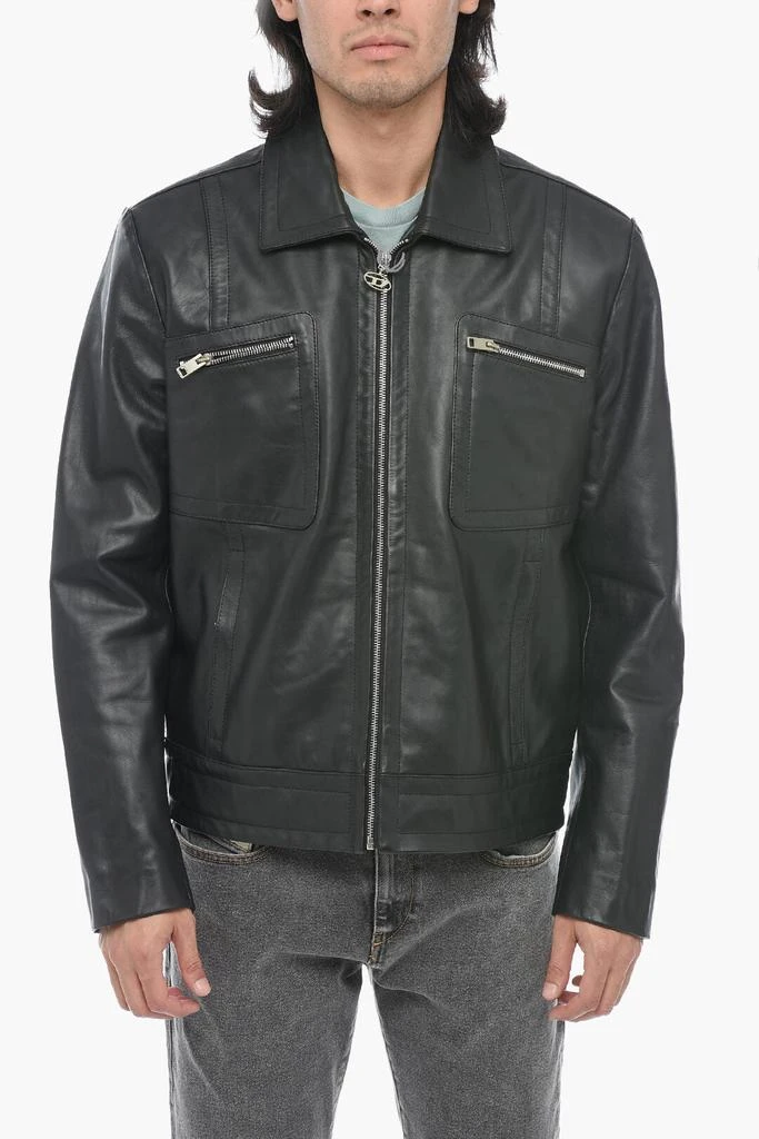 商品Diesel|Diesel Leather L-CALE Jacket with Double Chest Pocket,价格¥3158,第1张图片