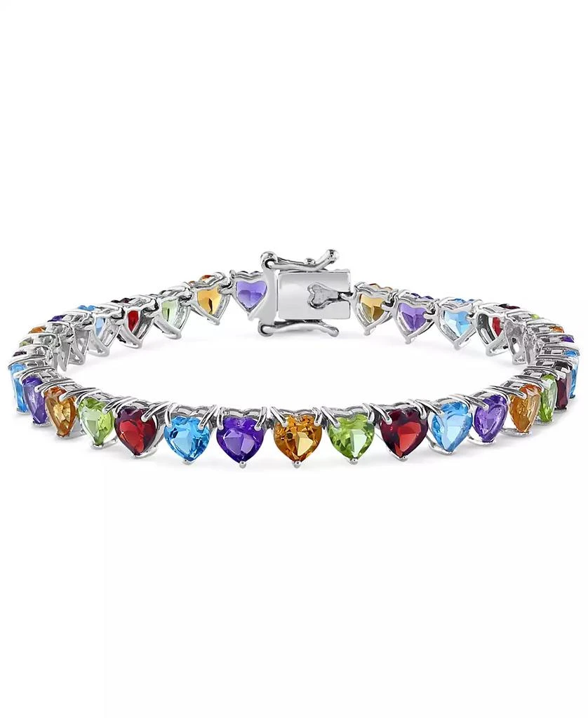 商品Effy|EFFY ® Multi-Gemstone Heart Tennis Bracelet (16 ct. t.w.) in Sterling Silver,价格¥3117,第1张图片