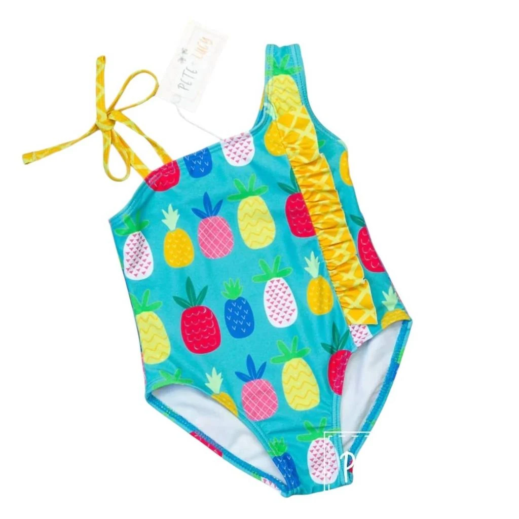 商品Pete + Lucy|Girls Pineapple In The Sun One Piece Swimsuit In Blue/multi,价格¥255,第1张图片