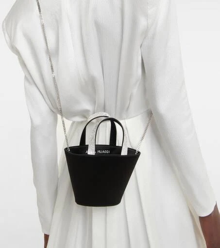 商品Amina Muaddi|Rih embellished satin bucket bag,价格¥7386,第2张图片详细描述