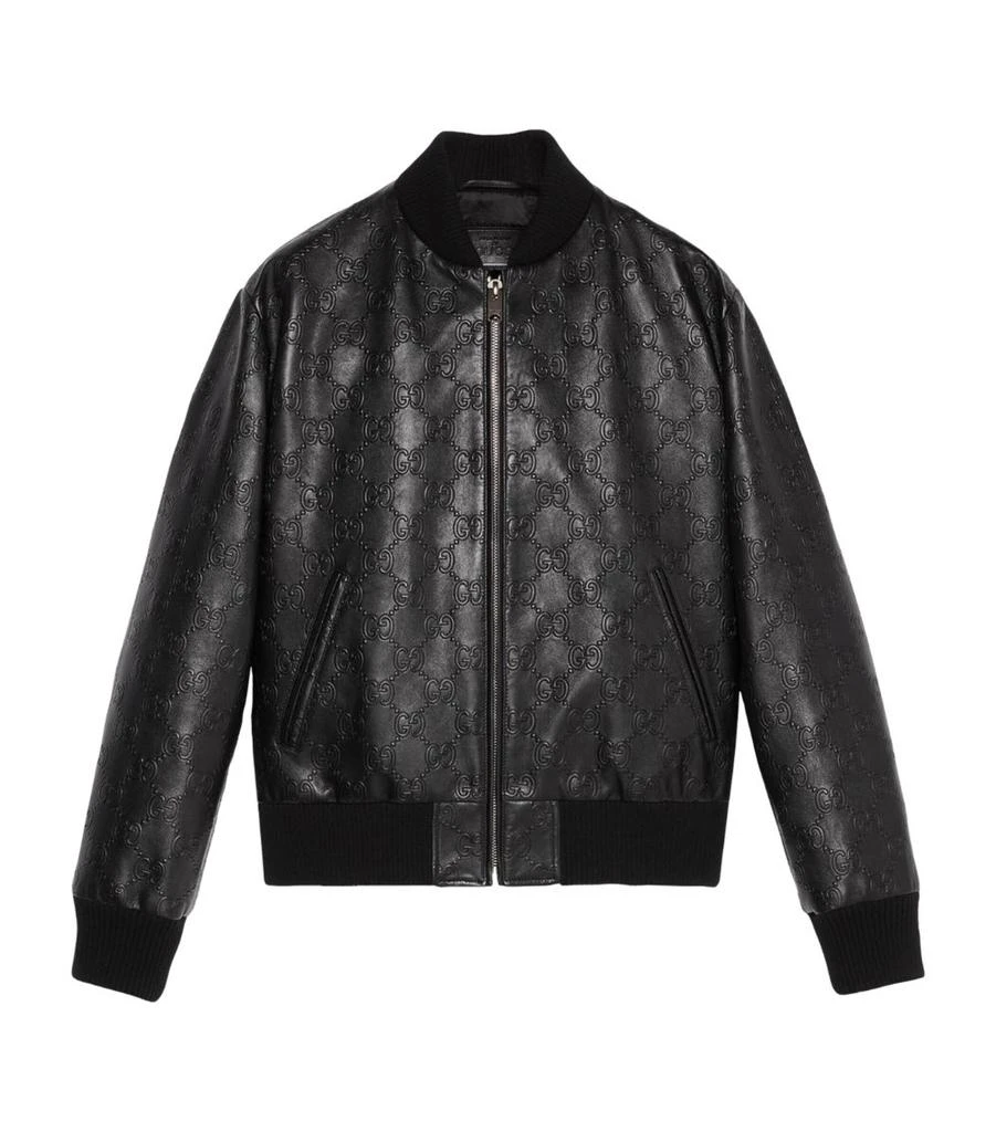 商品Gucci|Leather GG Supreme Bomber Jacket,价格¥36861,第1张图片
