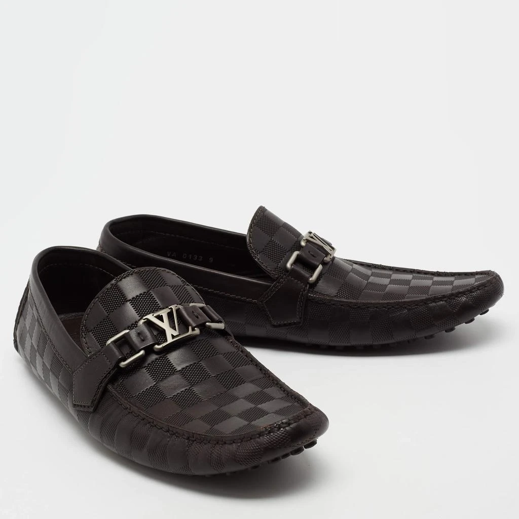商品[二手商品] Louis Vuitton|Louis Vuitton Brown Damier Embossed Leather Hockenheim Slip On Loafers Size 43,价格¥4688,第4张图片详细描述