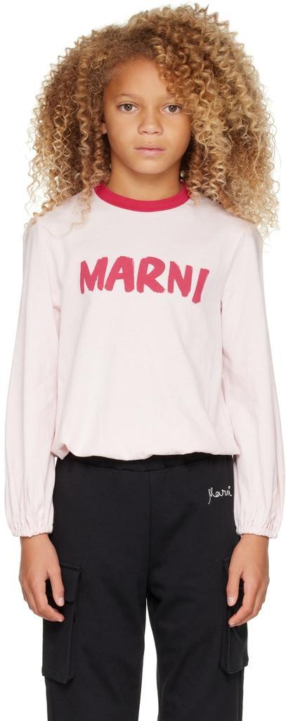 商品Marni|粉色徽标儿童长袖 T 恤,价格¥743,第1张图片