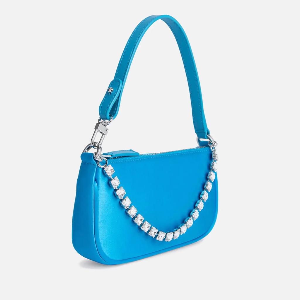 BY FAR Women's Mini Rachel Blue Silk Satin and Crystal Chain Bag - Blue商品第2张图片规格展示