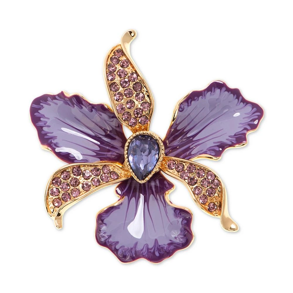 商品Anne Klein|Gold-Tone Colored Crystal Orchid Pin,价格¥210,第1张图片
