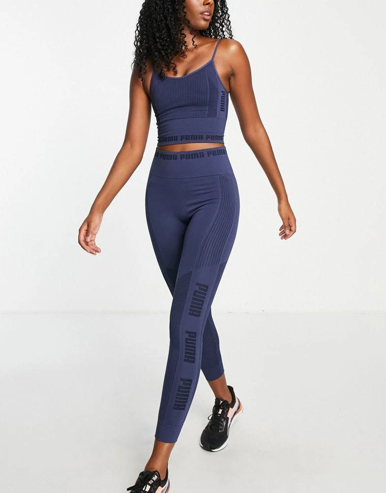 商品Puma|Puma Evoknit seamless light support sports bra in navy,价格¥115,第4张图片详细描述