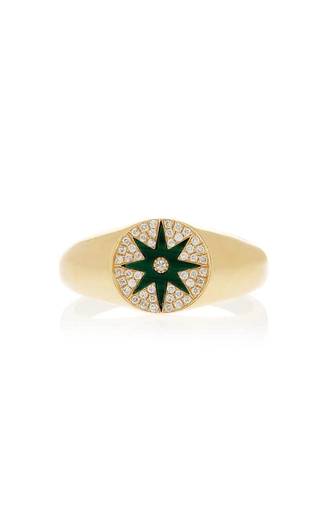 商品Colette Jewelry|Colette Jewelry - Women's 18K Yellow Gold Diamond And Malachite Signet Ring - Green - US 9 - Moda Operandi - Gifts For Her,价格¥12234,第1张图片