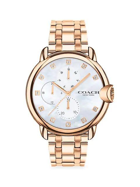 商品Coach|Arden Rose Gold Plated& Crystal Bracelet Watch,价格¥1515,第1张图片