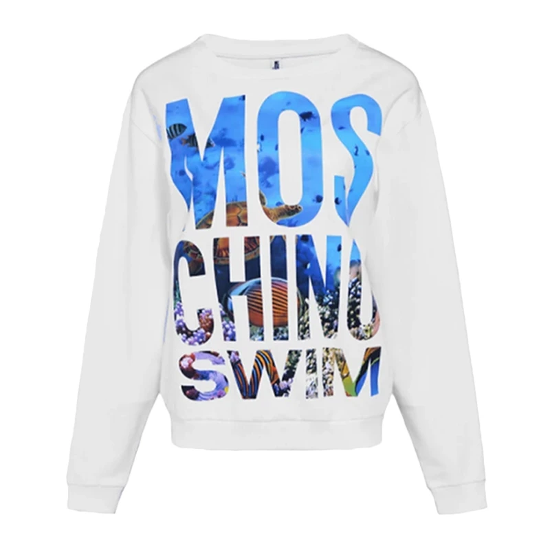 商品Moschino|MOSCHINO 女士灰色棉质LOGO印花长袖圆领卫衣 V1701-2112-0489,价格¥542,第1张图片