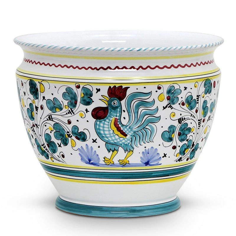 商品Artistica - Deruta of Italy|Orvieto Green Rooster: Luxury Cachepot Planter Large,价格¥2476,第1张图片