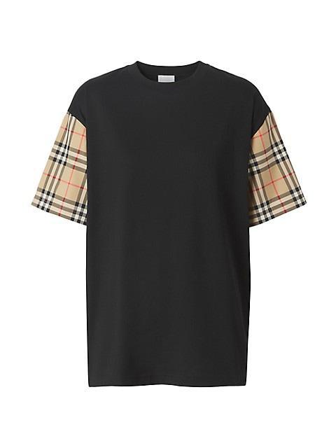 商品Burberry|Carrick Check Sleeve T-Shirt,价格¥3126,第1张图片