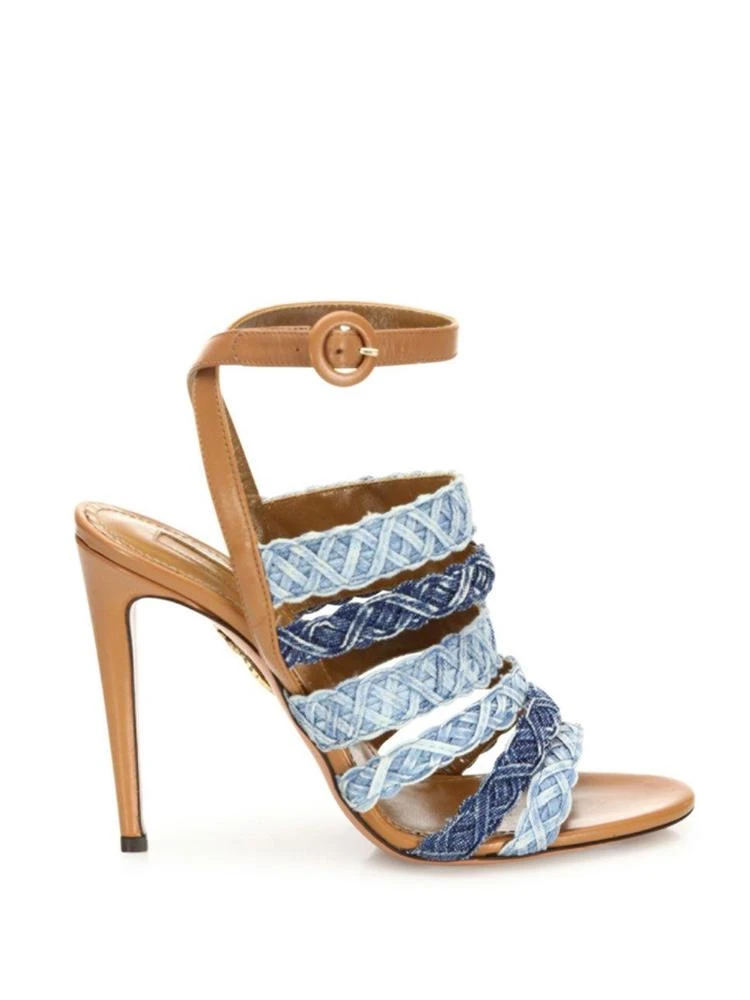 商品Aquazzura|Tyra Strappy Denim & Leather Ankle-Strap Sandals,价格¥2383,第5张图片详细描述