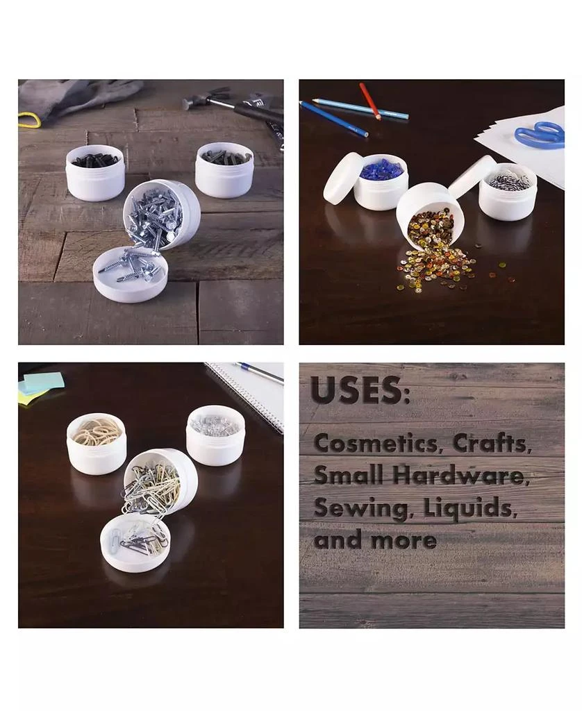 商品Trademark Global|4 Ounce Plastic Jar Containers, 24 Pack of Storage Jars Inner and Outer Lid by Stalwart,价格¥276,第3张图片详细描述