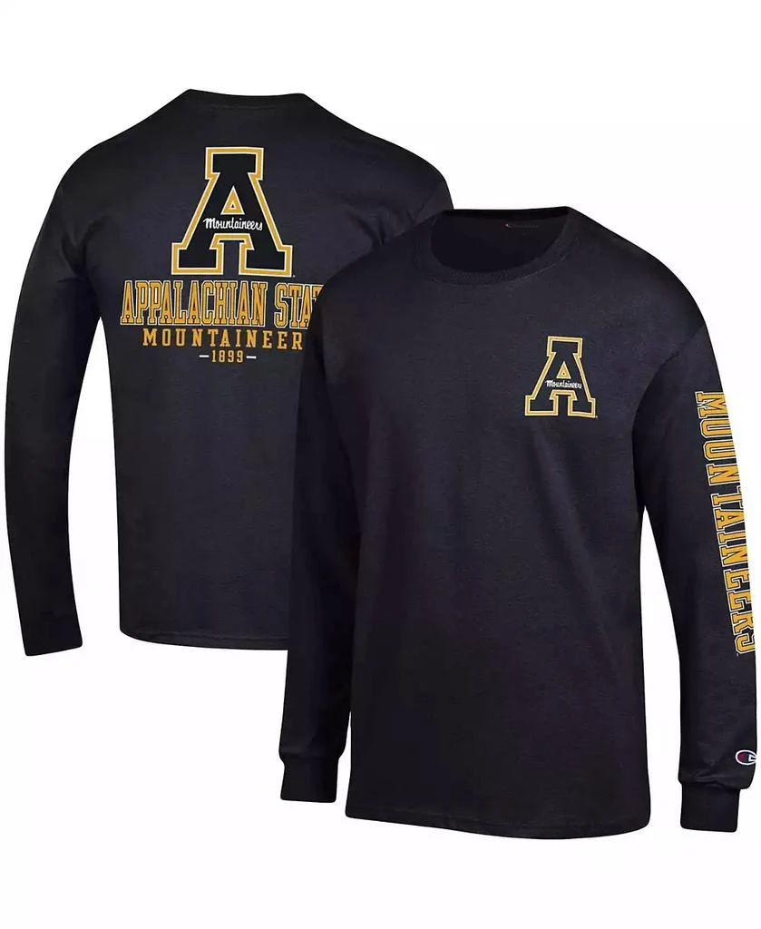 商品CHAMPION|Men's Black Appalachian State Mountaineers Team Stack Long Sleeve T-shirt,价格¥225,第1张图片