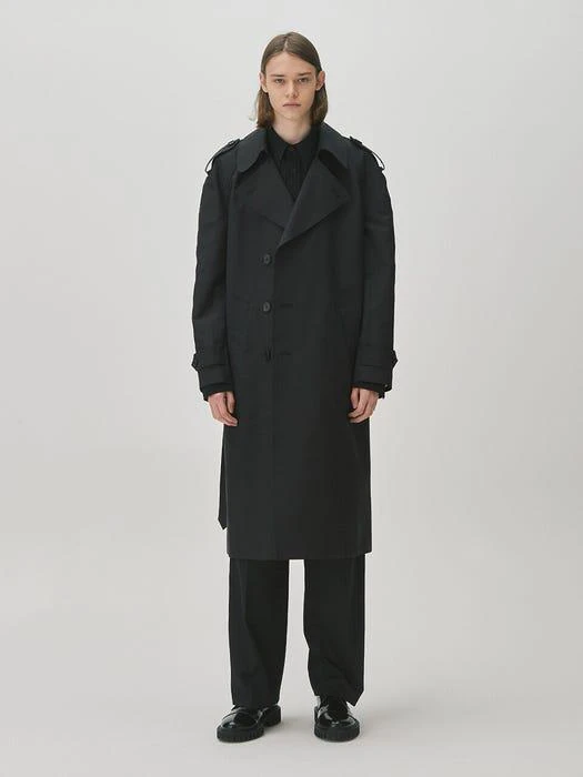 商品RROES|Cotton-Blend Classic Trench Coat Black,价格¥763,第1张图片