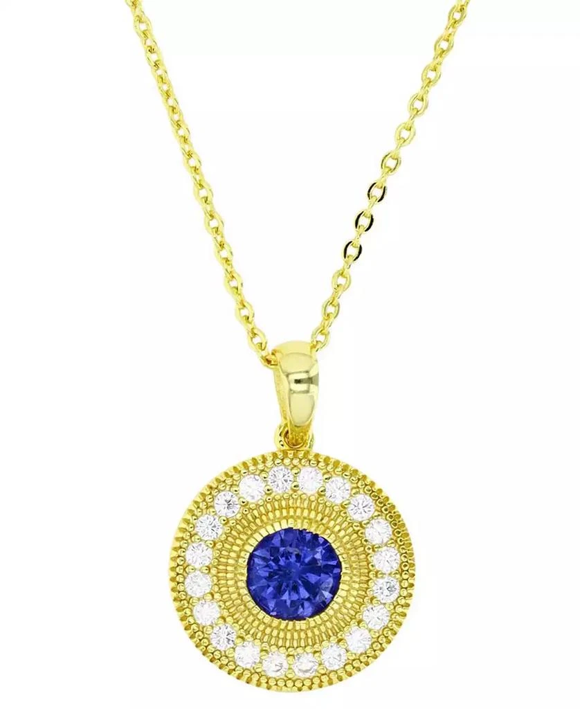 商品Macy's|Cubic Zirconia Halo Halo Bead Disc Pendant Necklace in 14k Gold-Plated Sterling Silver, 18" + 2" extender,价格¥271,第1张图片