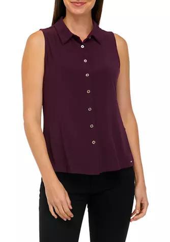 商品Tommy Hilfiger|Women's Sleeveless Button Down Solid Blouse,价格¥399,第1张图片
