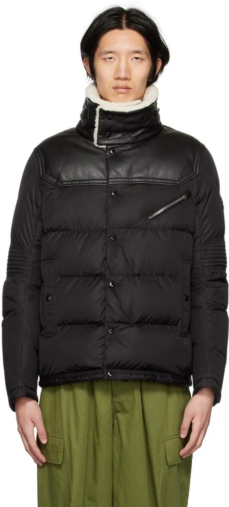 商品Moncler|Black Leo Leather Down Jacket,价格¥26427,第1张图片