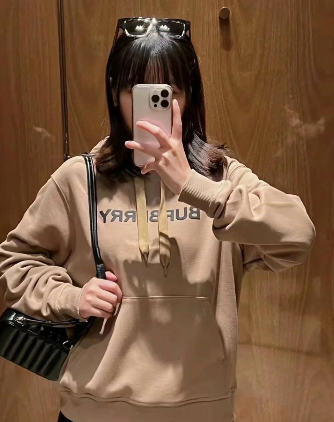 BURBERRY/博柏利 女士驼色棉质徽标印花连帽卫衣80607021 商品