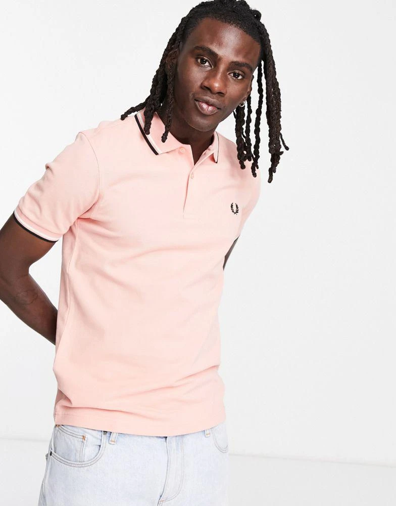 商品Fred Perry|Fred Perry twin tipped polo shirt in pink,价格¥347,第1张图片