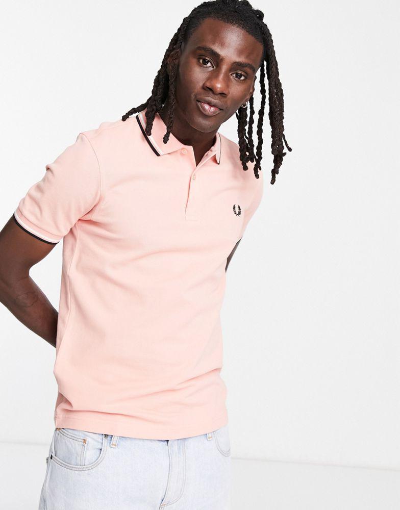 商品Fred Perry|Fred Perry twin tipped polo shirt in pink,价格¥567,第1张图片