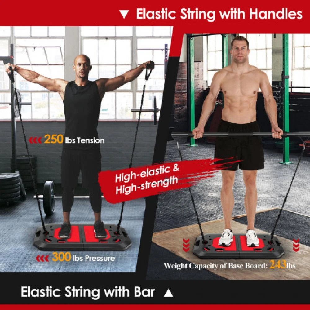 商品Hivvago|Push up Board Set Folding Push up Stand with Elastic String Pilate Bar Bag-Black,价格¥635,第2张图片详细描述