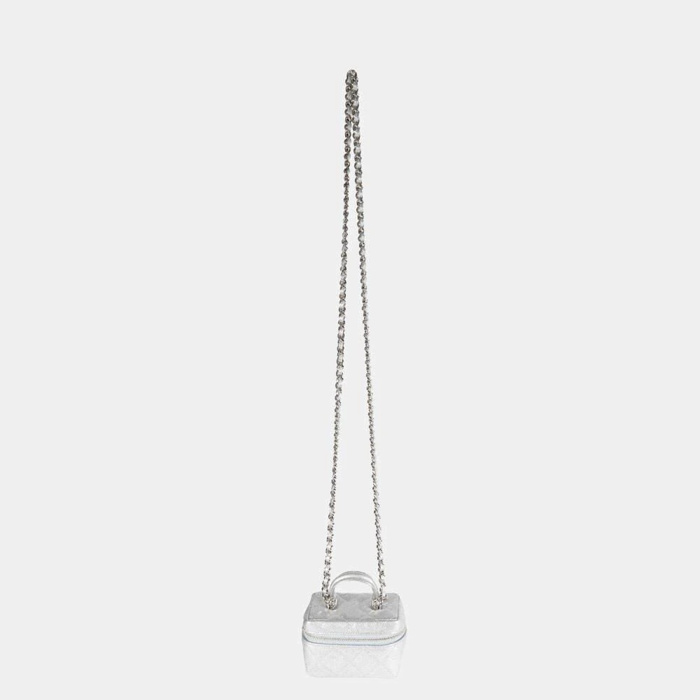Chanel Silver Quilted Caviar Leather Mini Vanity Chain Shoulder Bag  商品