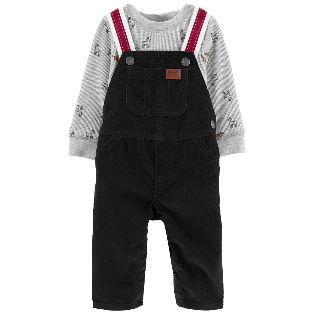 Baby Boys Thermal T-shirt and Overall, 2 Piece Set商品第1张图片规格展示