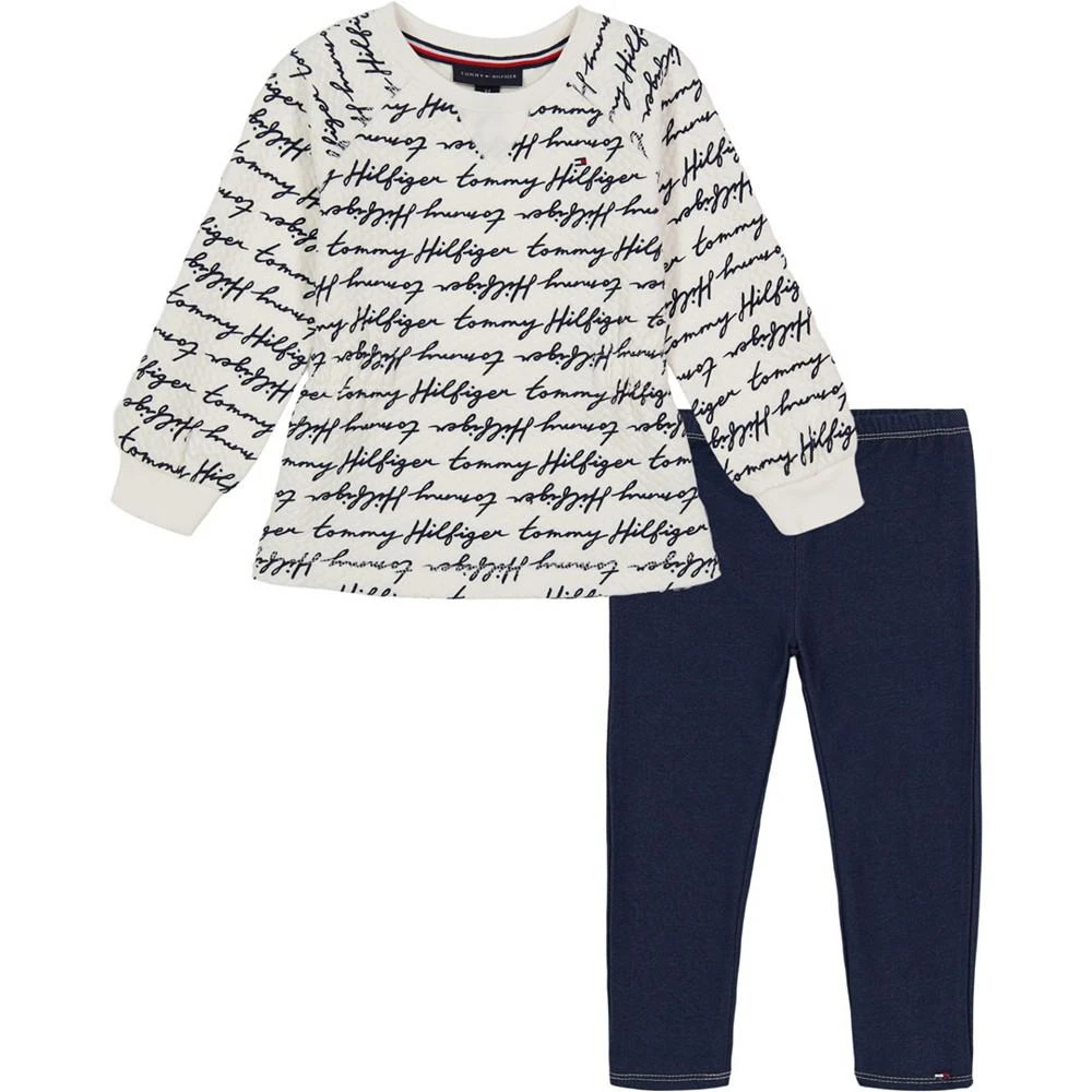 商品Tommy Hilfiger|Little Girls Quilted Logo-Print Tunic and Jeggings Set, 2 Piece,价格¥145,第1张图片