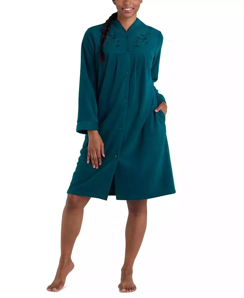 商品Miss Elaine|Plus Size Embroidered Fleece Short Robe,价格¥290,第1张图片