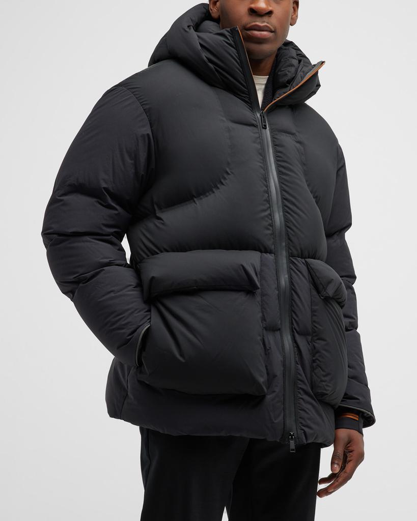 Men's Waterproof Hooded Down Ski Blouson Jacket商品第1张图片规格展示