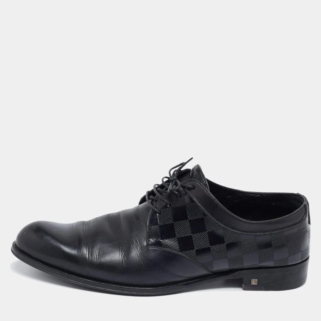 商品[二手商品] Louis Vuitton|Louis Vuitton Black Damier Embossed Leather Lace-Up Derby Size 43,价格¥2625,第1张图片